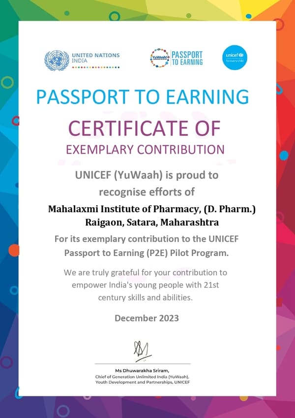 Exemplary Contribution to UNICEF Passport Earning Pilot Program